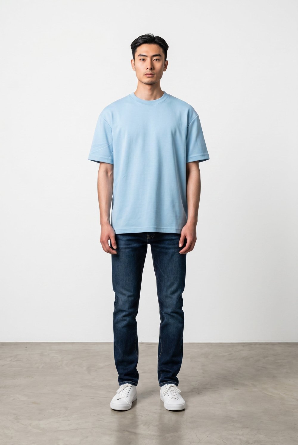 Bisiklet Yaka Kısa Kollu Modal Mavi Basic T-shirt