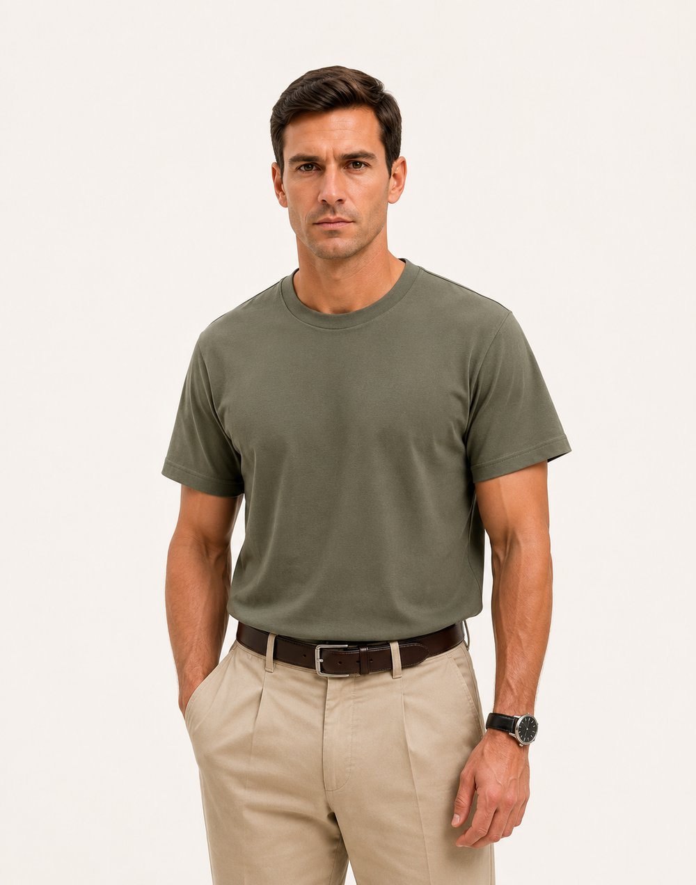 Bisiklet Yaka Kısa Kollu Modal Yeşil Basic T-shirt
