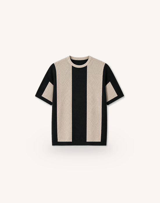 Bisiklet Yaka Oversize Desenli Triko T-shirt