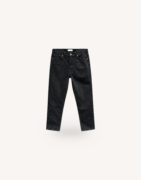Desenli Baggy Fit Jean Siyah