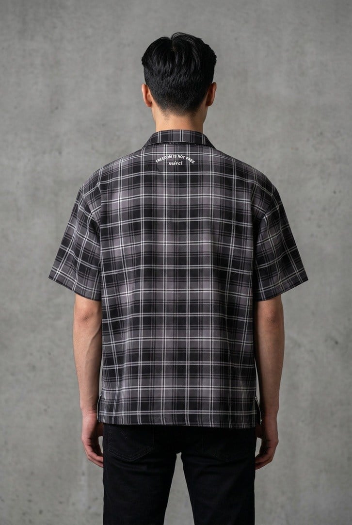 Erkek Black Teeth Baskılı Oversize Gömlek