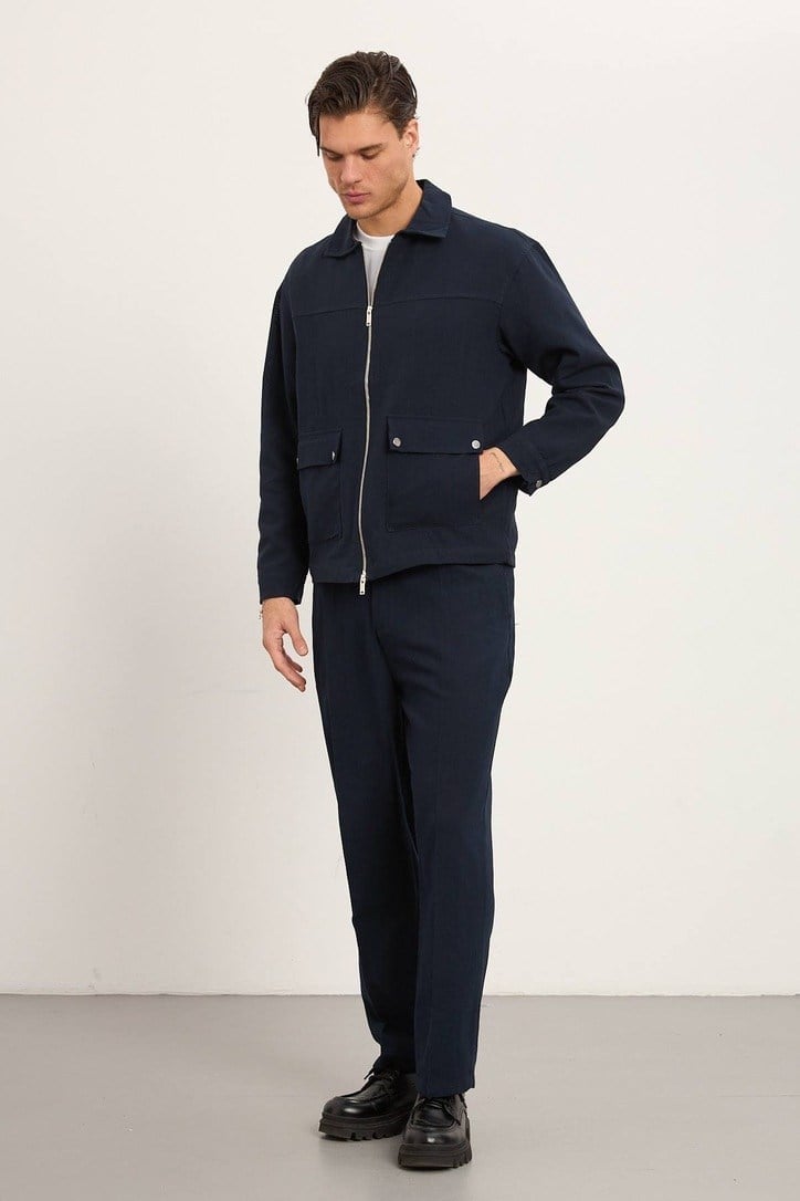 Lacivert Keten Regular Fit Takım 