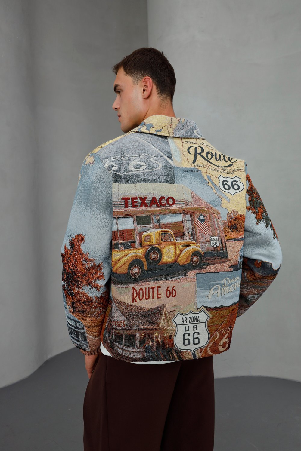 Route 66 Baskılı Dokuma Ceket