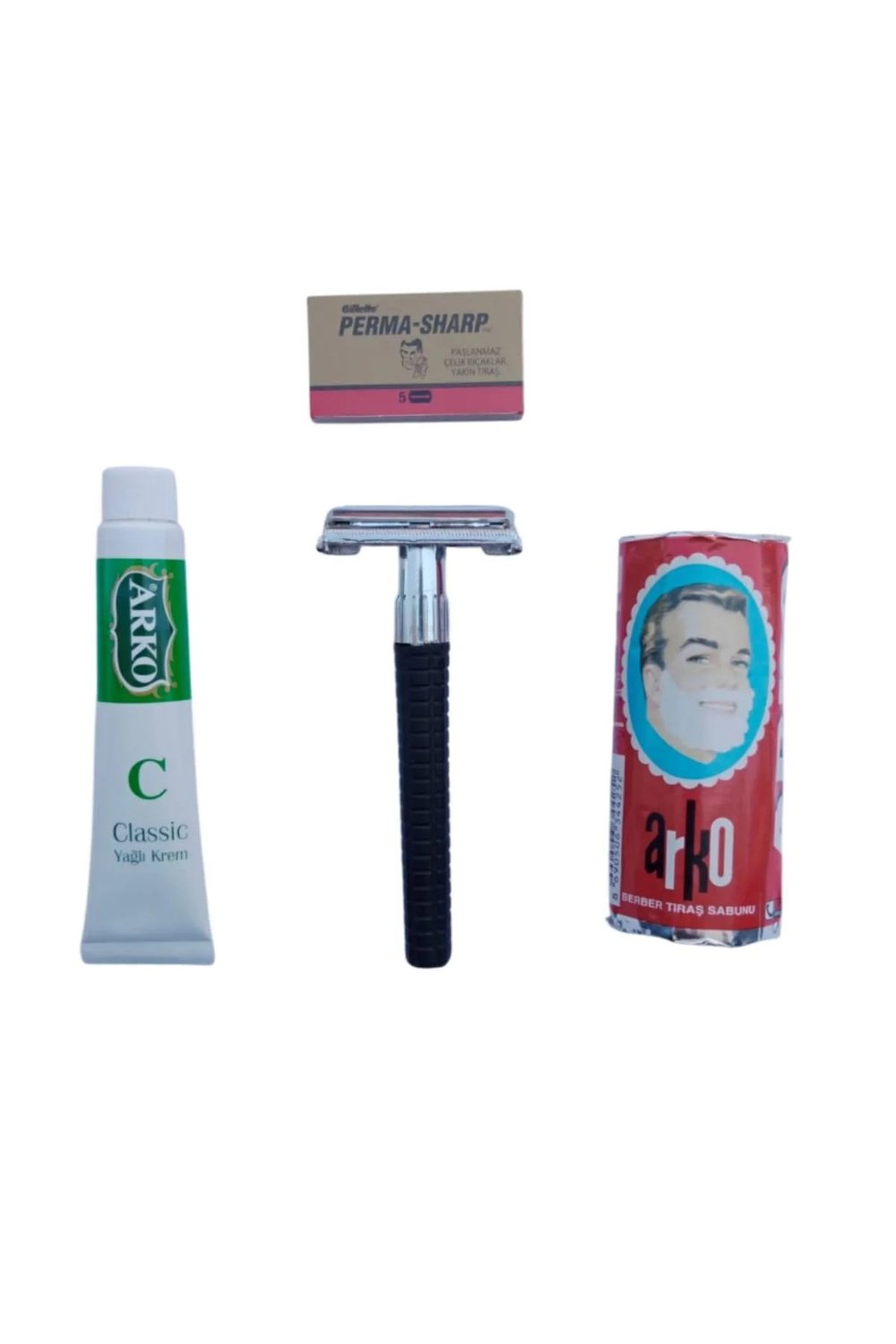 Orak Plastik Sapli Tras Makinasi Perma Sharp Yaprak Jilet Arko Berber Tras Sabunu Arko Nem Klasik Cilt Besleyici Yagli Krem 20 Cc Tras Seti