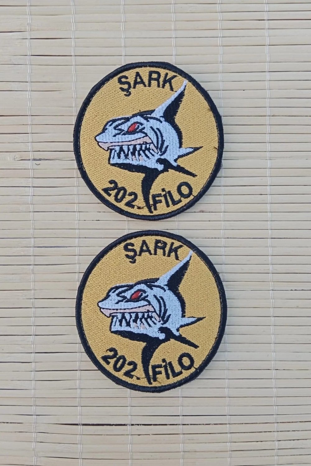 Sari Zemin Nakis İslemeli Sark 202. Filo Arma Pec Patch