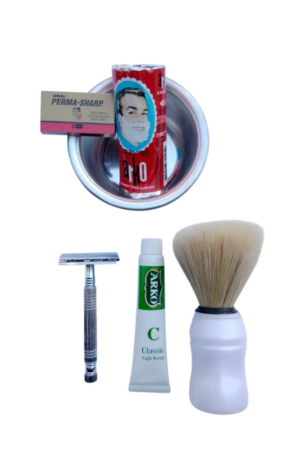 Tima 777 Tras Makinasi Arko Berber Tras Sabunu Perma Sharp Yaprak Jilet Tras Fircasi Metal Tras Tasi Arko Nem Klasik Cilt Besleyici Yagli Krem 20 Cc Tras Seti