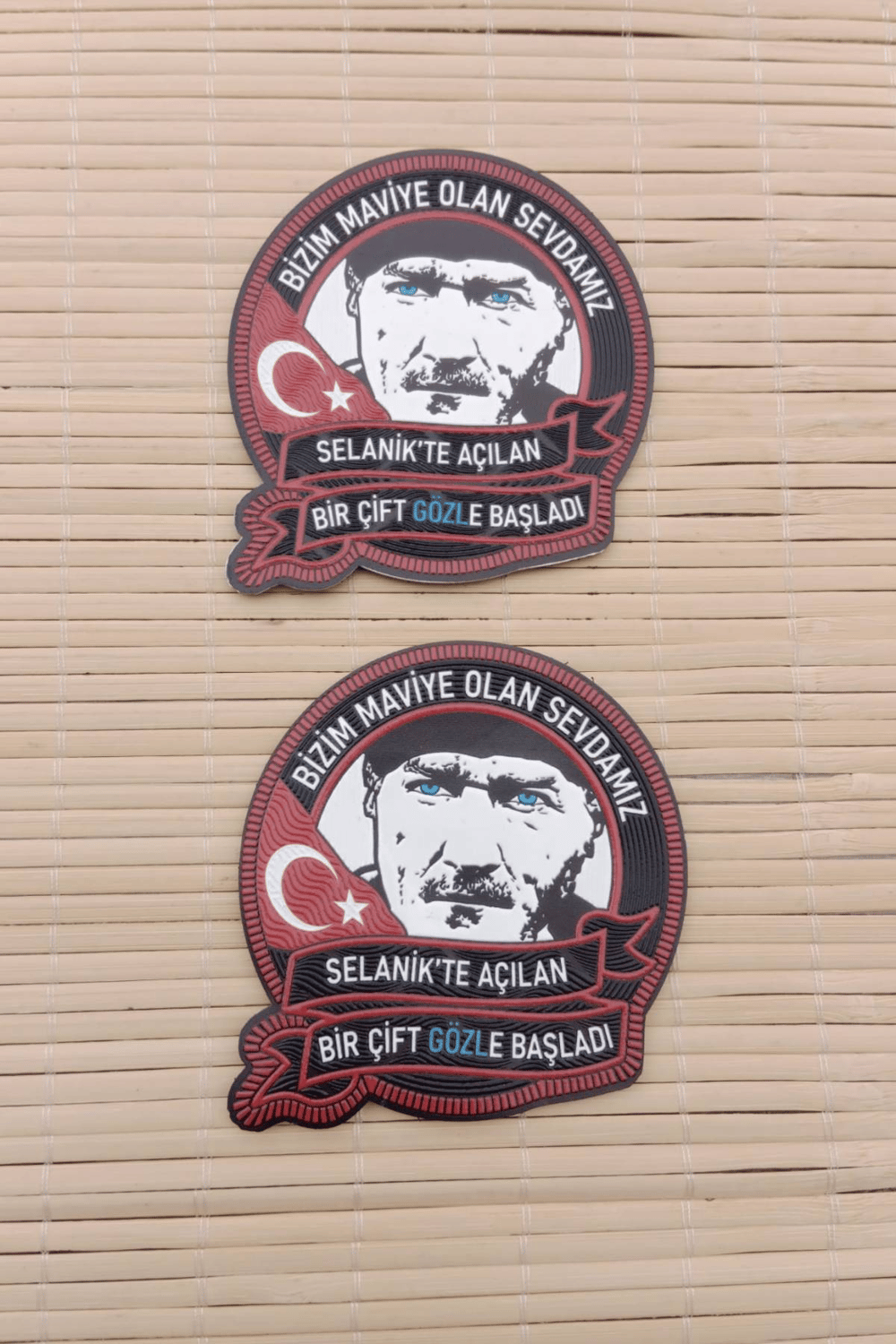 Ataturk Resimli Kirmizi Zemin Bizim Maviye Olan Sevdamiz 3d Tpu Termoplastik Silikon Kabartma Nakis İslemeli Arma Patch Pec