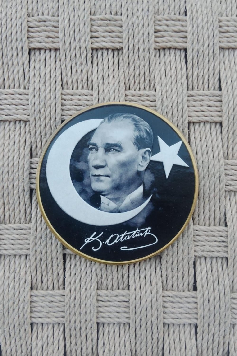 K.Ataturk imzali Siyah Beyaz Zemin 3d Tpu Silikon Kabartma Arma Patch Pec