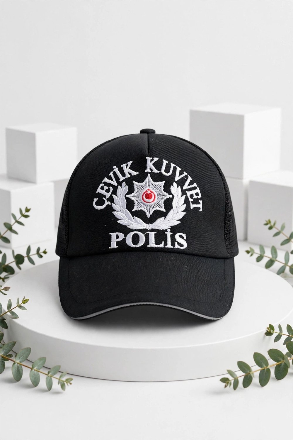Siyah Renkli Yazlik Fileli Cevik Kuvvet Polis Amir Sapka Kep