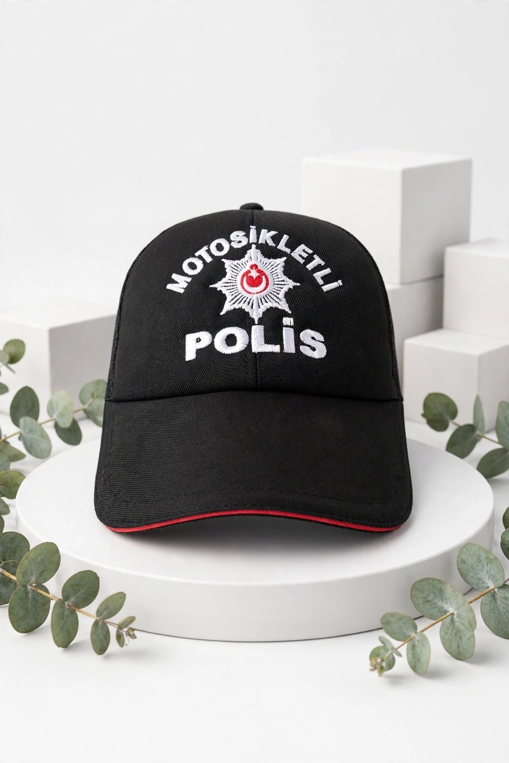 Siyah Renkli Yazlik Fileli Motosikletli Polis Sapka Kep