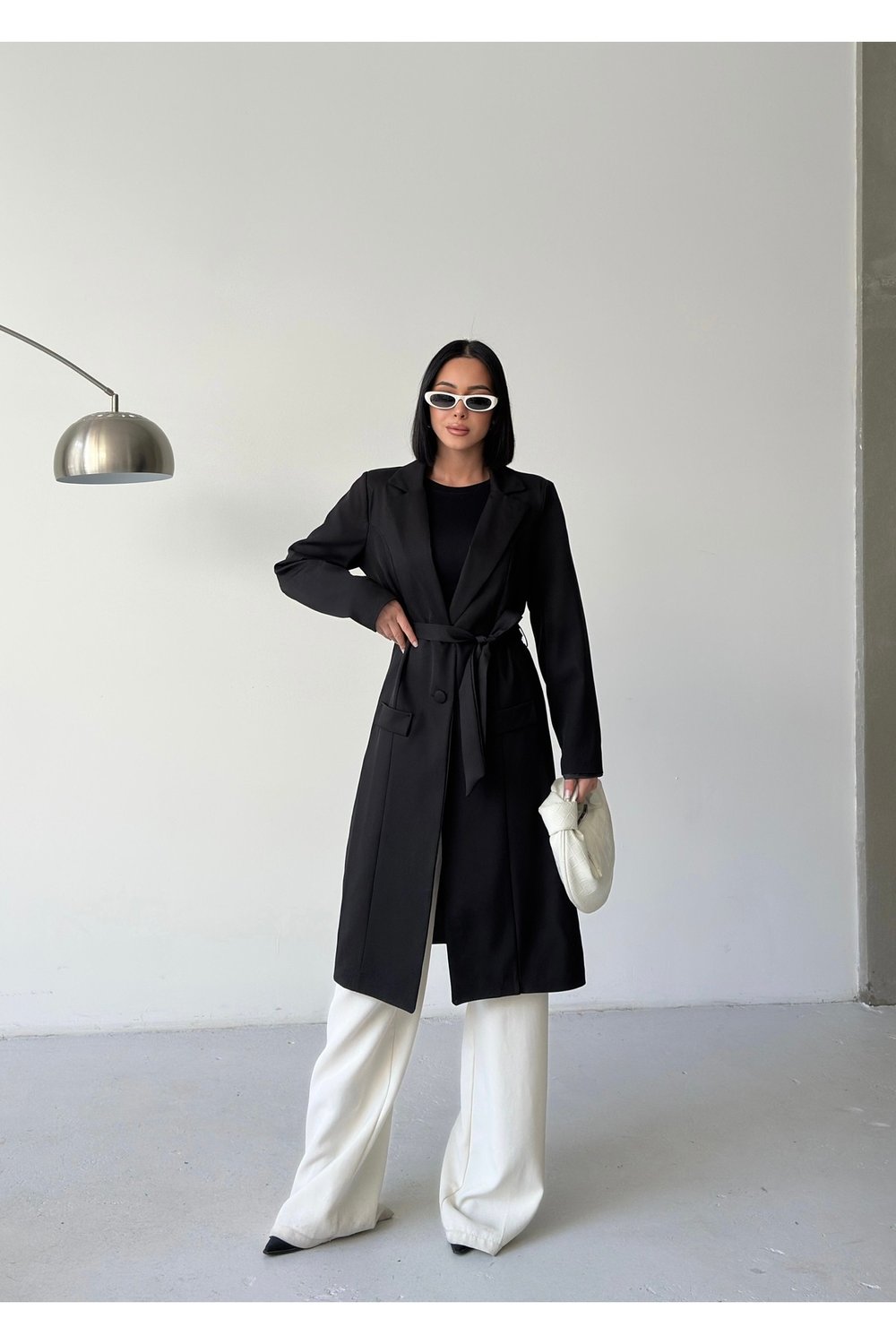 Kadın Kuşaklı Uzun Blazer Kaban – Tesettür Şık Kap Modeli-ASTARLI