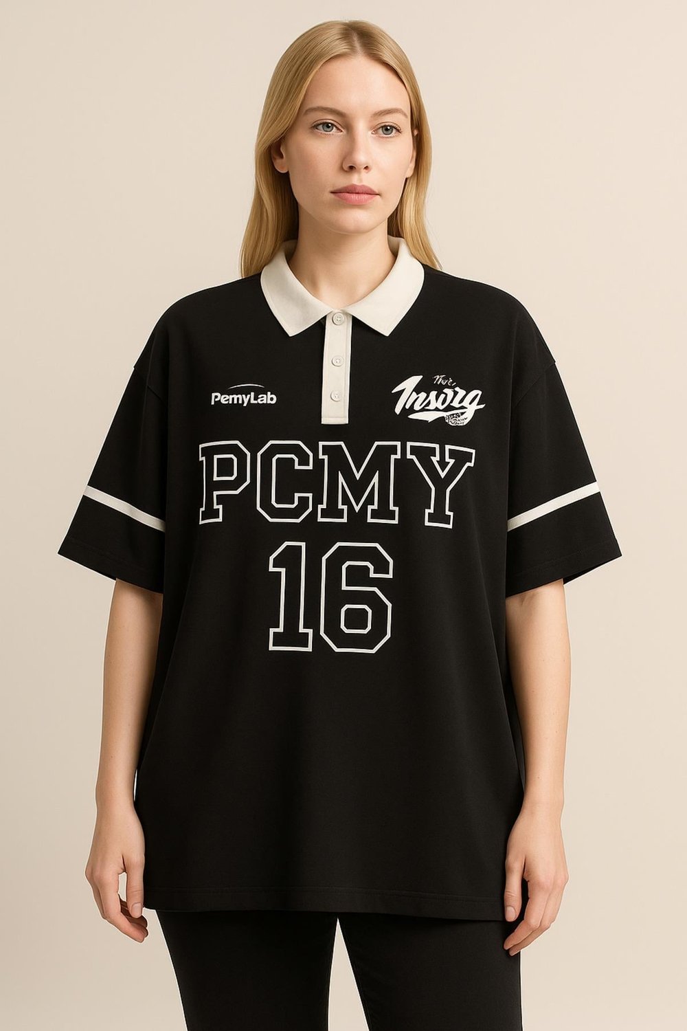 Tshirt Oversize Polo Yaka Baskılı
