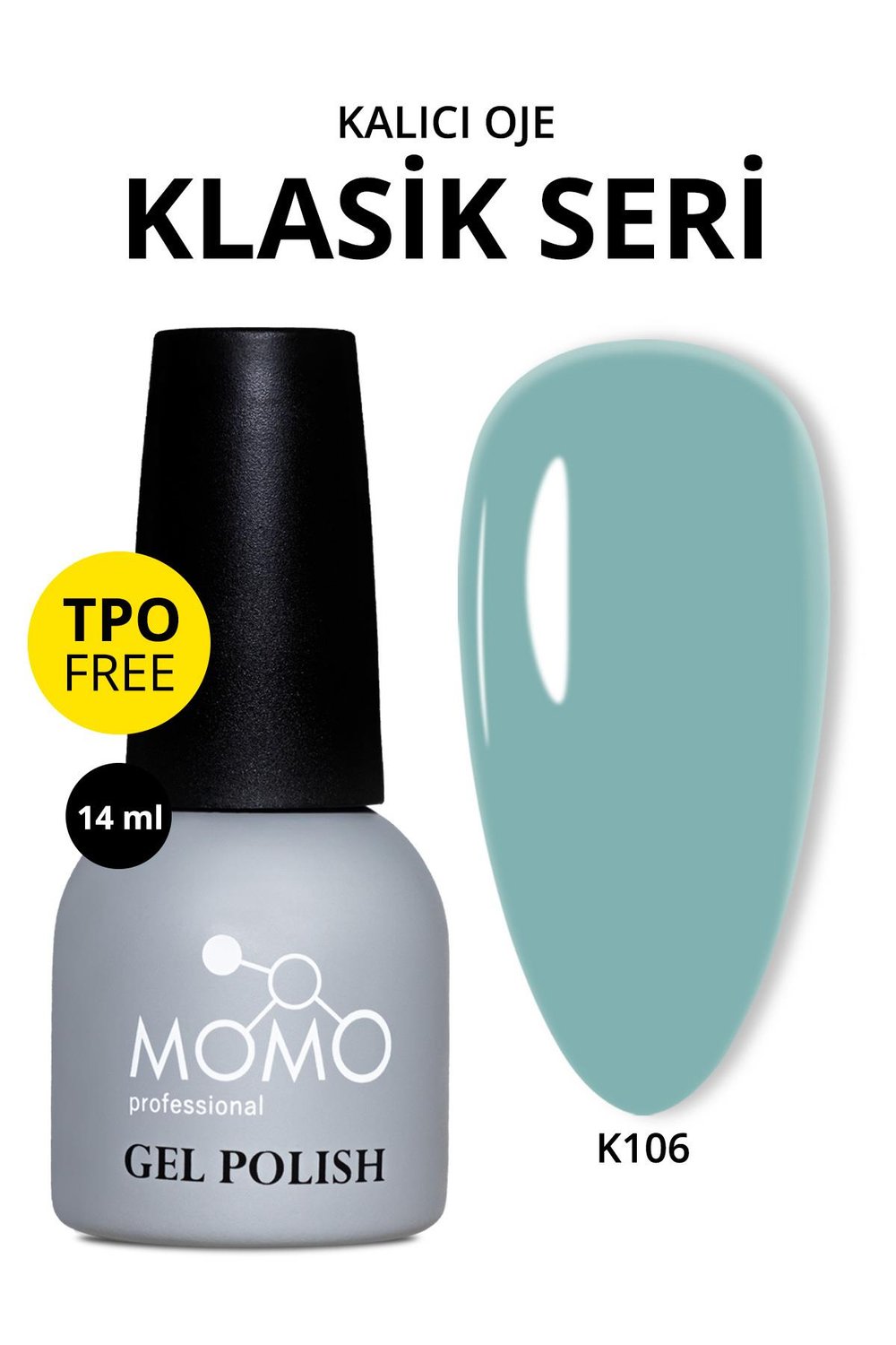 MOMO Professional Kalıcı Oje 14 ml - K106 Yeşil Gri