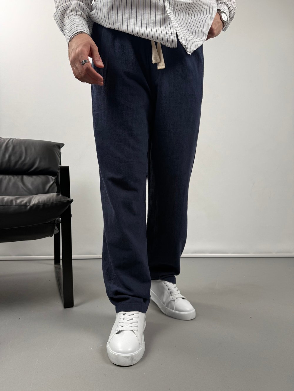 Keten Dokulu Baggy Pantolon