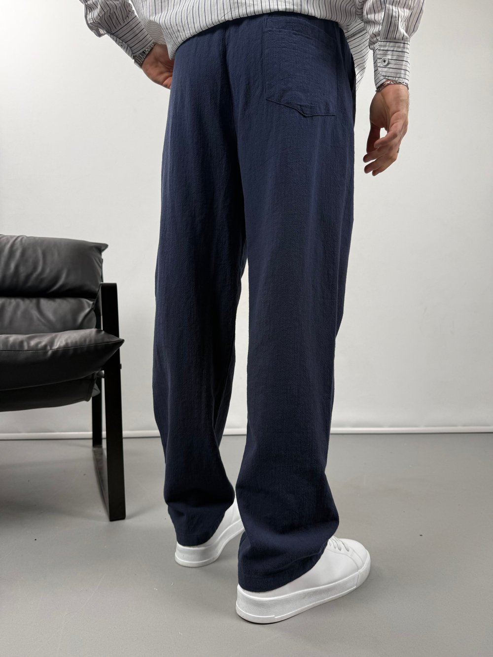 Keten Dokulu Baggy Pantolon