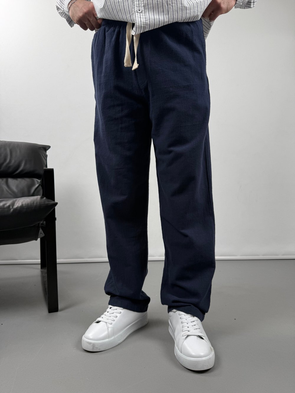Keten Dokulu Baggy Pantolon