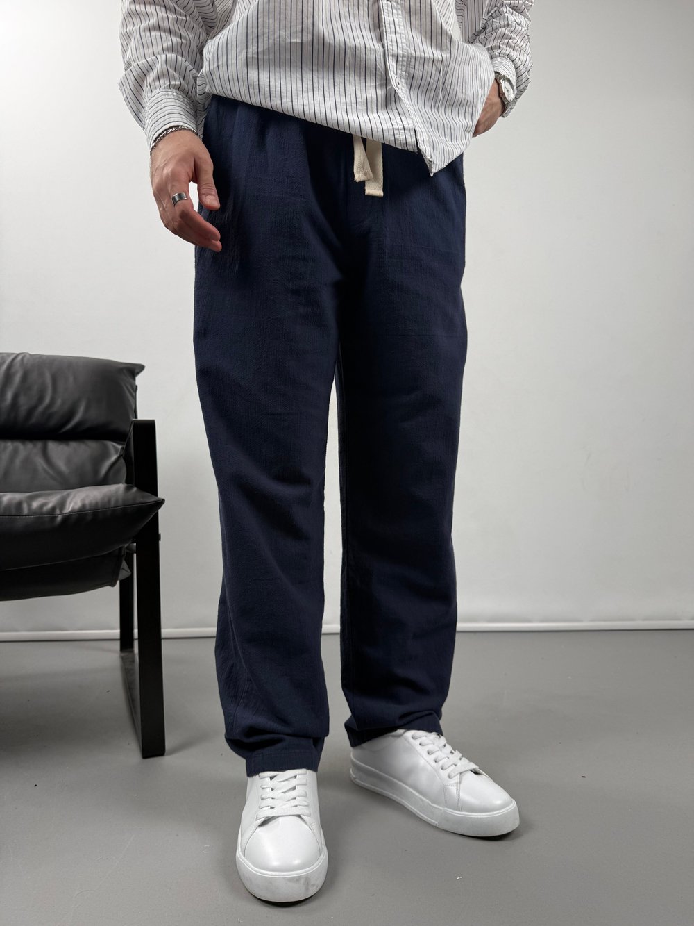 Keten Dokulu Baggy Pantolon