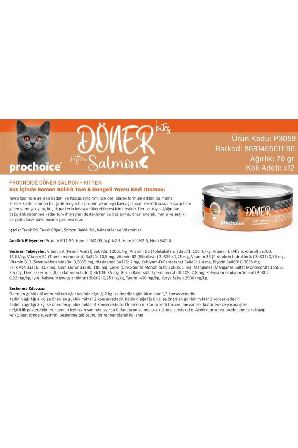 Döner Bites Somonlu Yavru Kedi Konservesi 70 GR