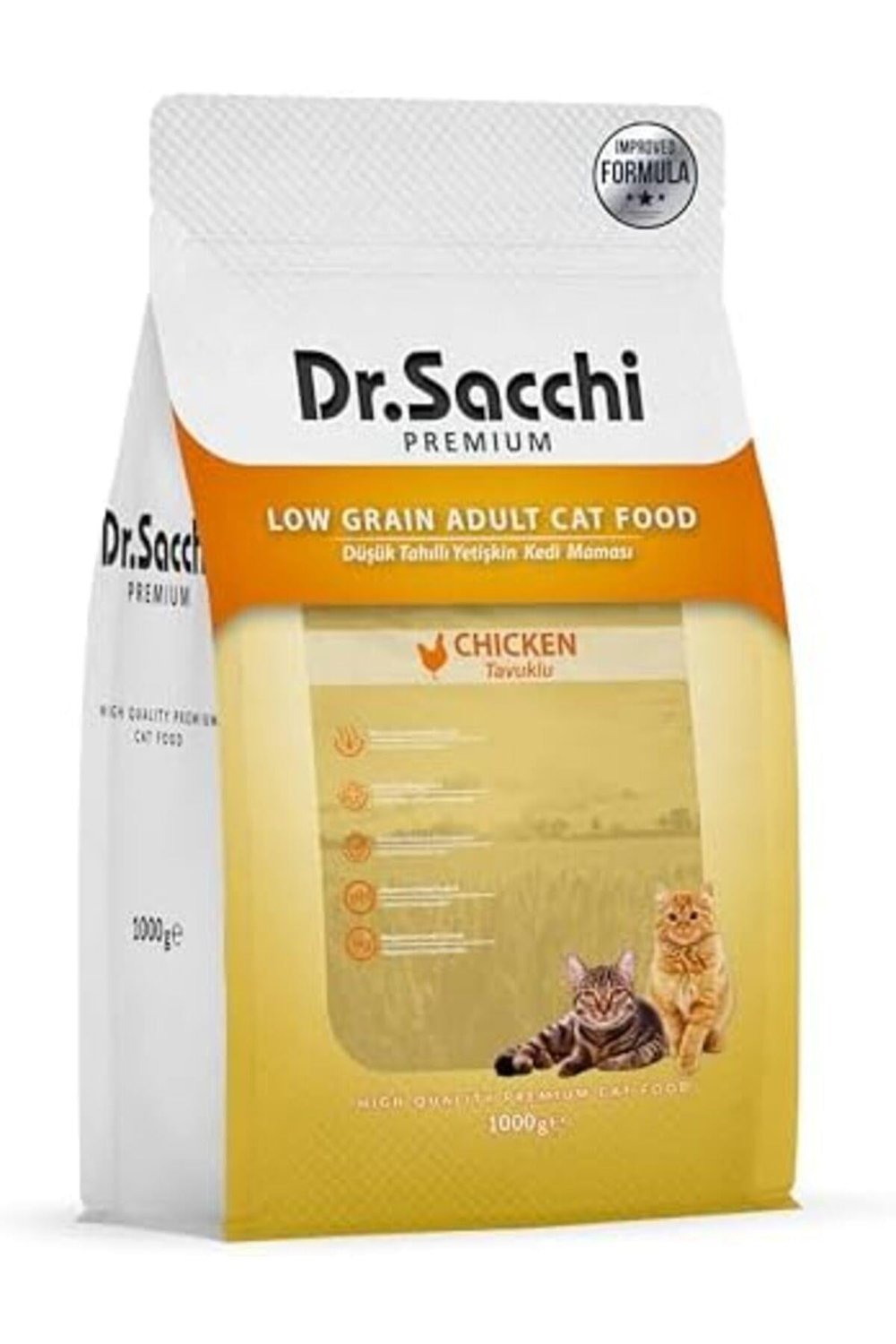 Dr.Sacchi Premium Düşük Tahıllı Tavuklu Yetişkin Kedi Maması 1 Kg