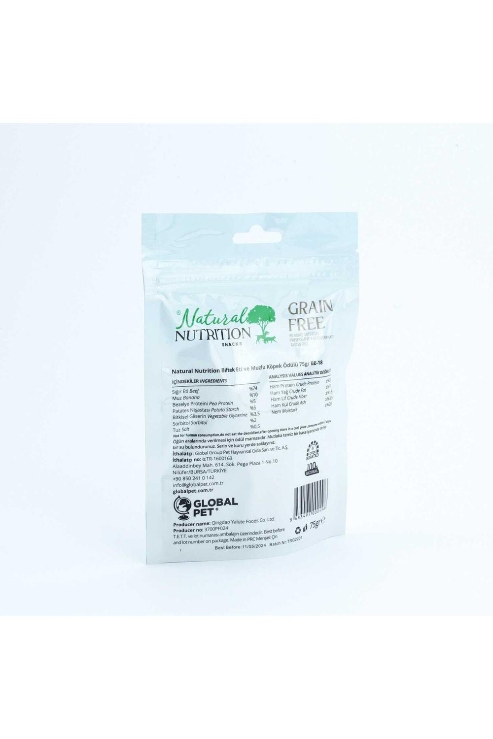 Natural Nutrition Snacks Biftek Etli Ve Muzlu Tahılsız Köpek Ödül Maması 75gr