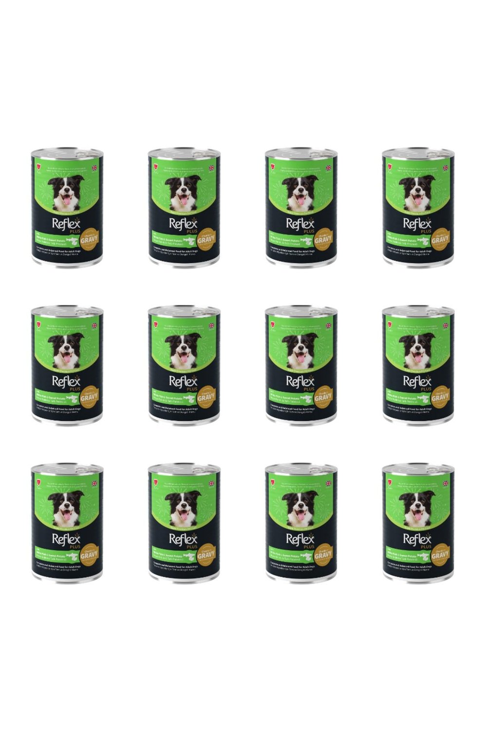Plus Soslu Beyaz Balıklı ve Tatlı Patatesli Yetişkin Köpek Konservesi 400 Gr (12 Adet)