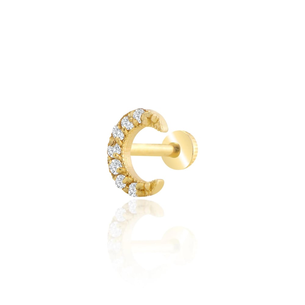 Taşlı hilal tragus piercing
