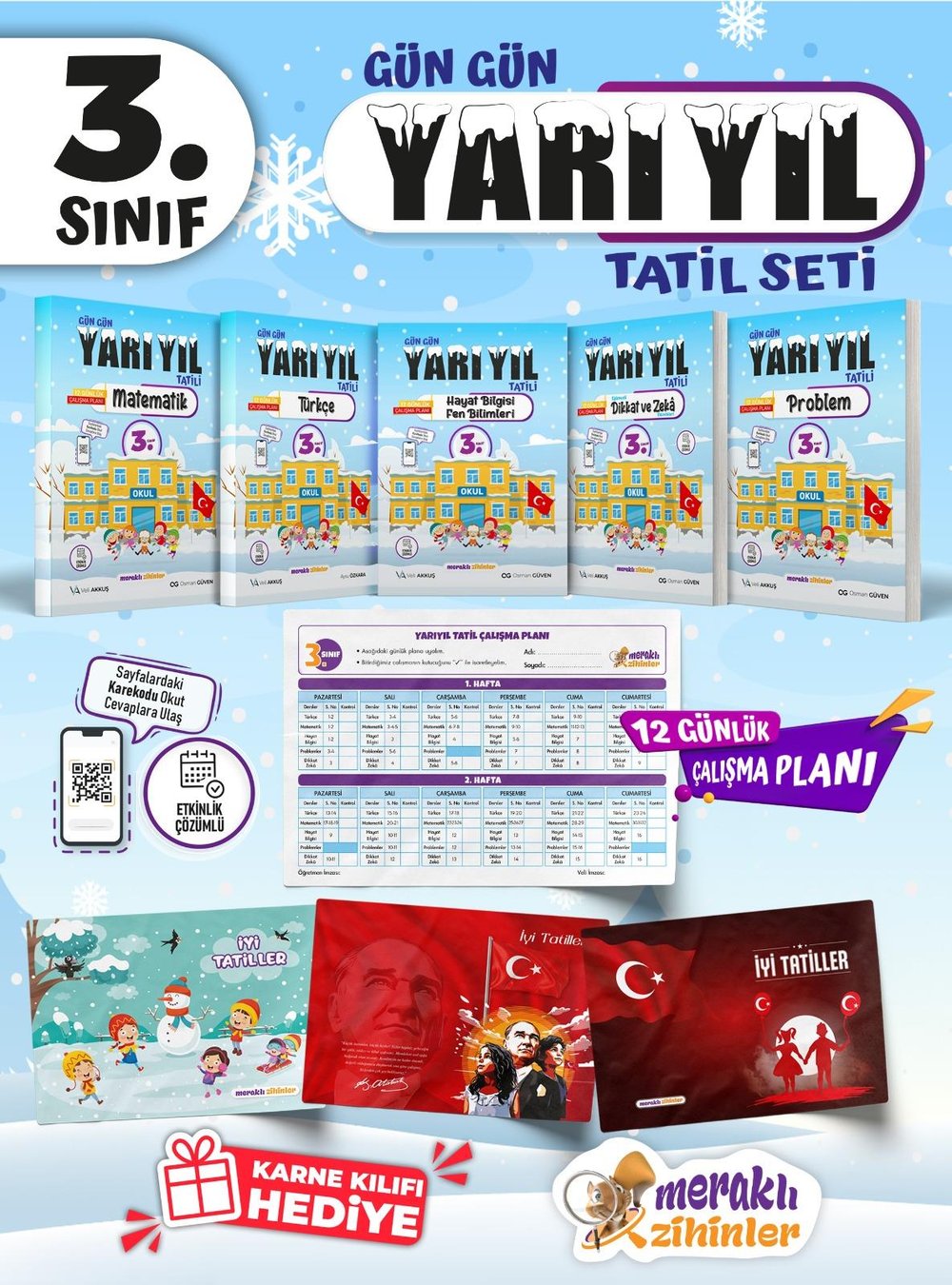 3. Sınıf Gün Gün Yarıyıl Tatil Seti-(KARNE KILIFI HEDİYELİ)