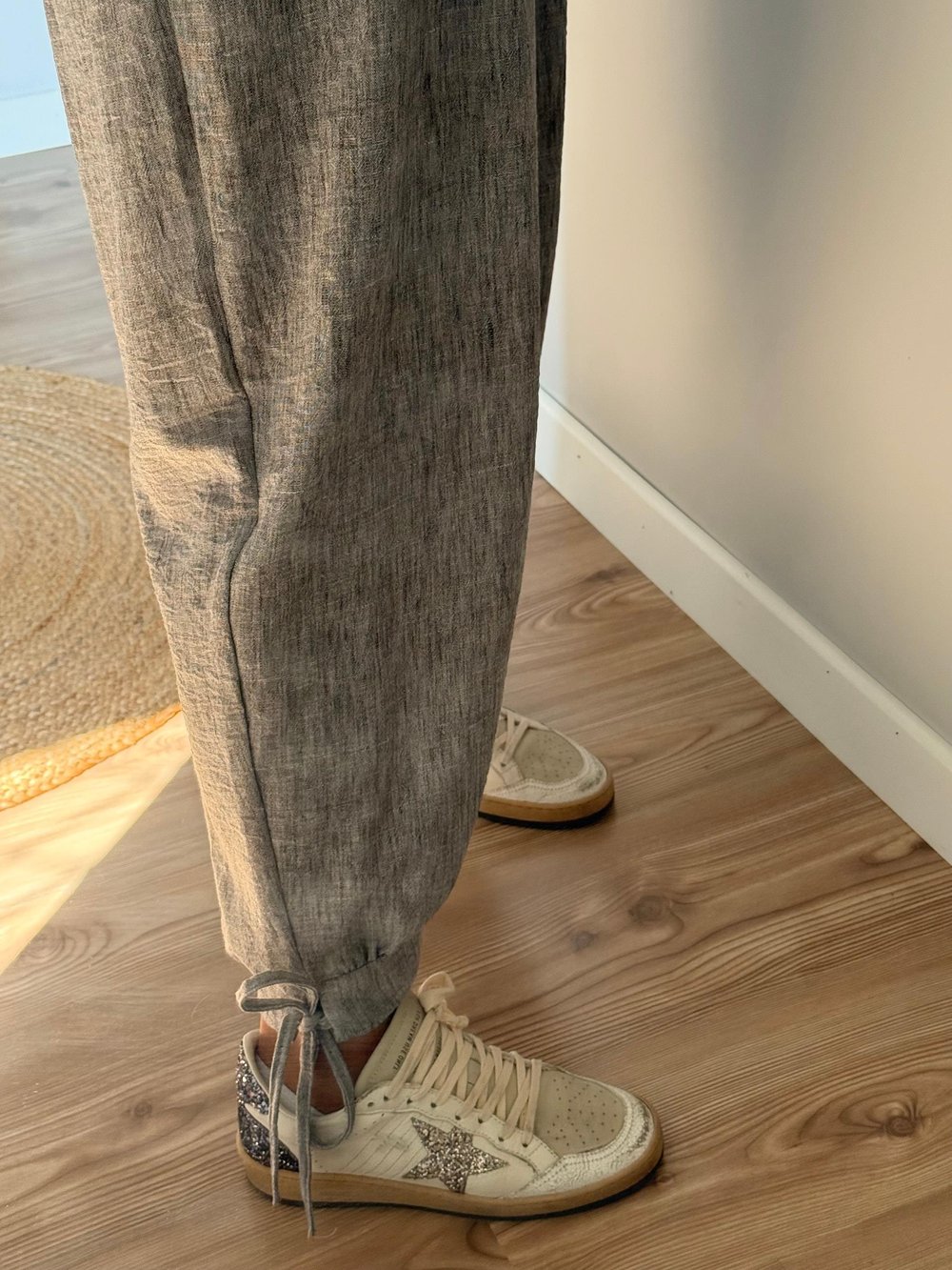 Şalvar Model Gri Keten Pantolon