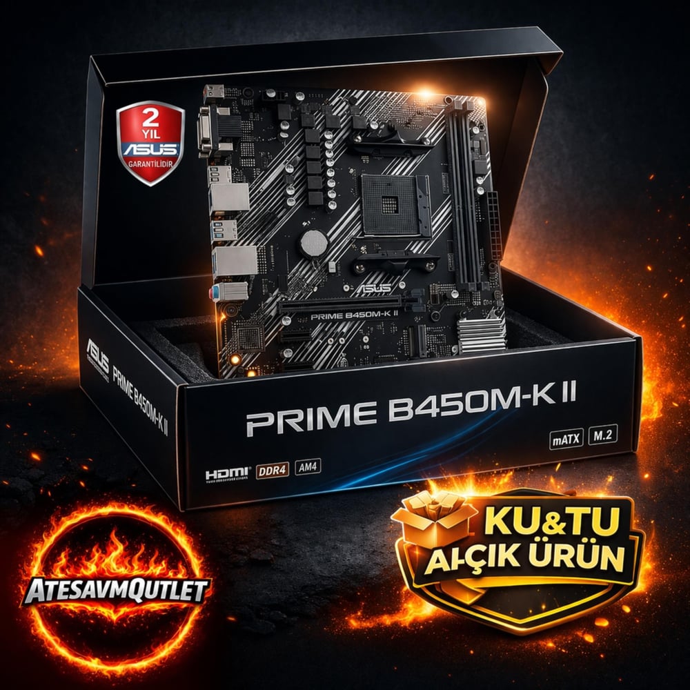 Asus PRIME B450M-K II 4400 DDR4 DVI VGA M2 AM4 Anakart
