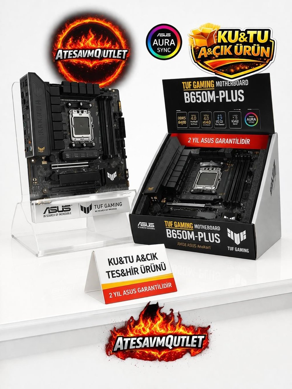 Asus Tuf Gamıng B650M-Plus Amd B650 Am5 Ddr5 6400 Dp Hdmı 2X M2 Usb3.2 Aura Rgb 2.5Gbit Lan Matx (Tuf Gamıng B650M-Plus) Anakart