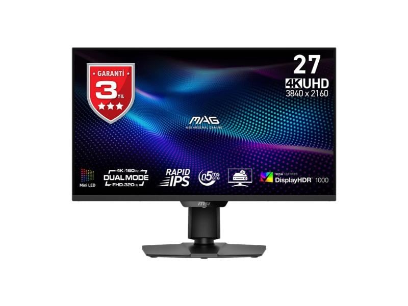 MSI 27 MAG 274UPDF E16M 3840x2160 (UHD) 4K FLAT RAPID IPS MINI LED 160HZ 0.5MS (Min) ADAPTIVE-SYNC PIVOT GAMING MONITOR