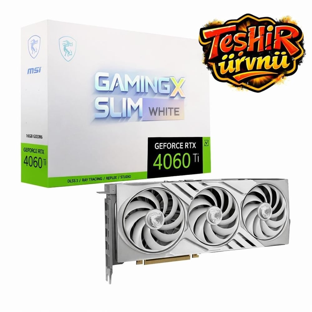 MSI GEFORCE RTX 4060 TI GAMING X SLIM 16GB GDDR6 128 BIT PCIE 4.0 X16 WHITE EKRAN KARTI