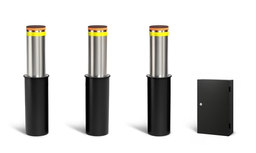PERKOTEK MB10 Hidrolik Mantar Bariyer Seti | 3’lü Otomatik Road Blocker | Yüksek Güvenlik Bollard