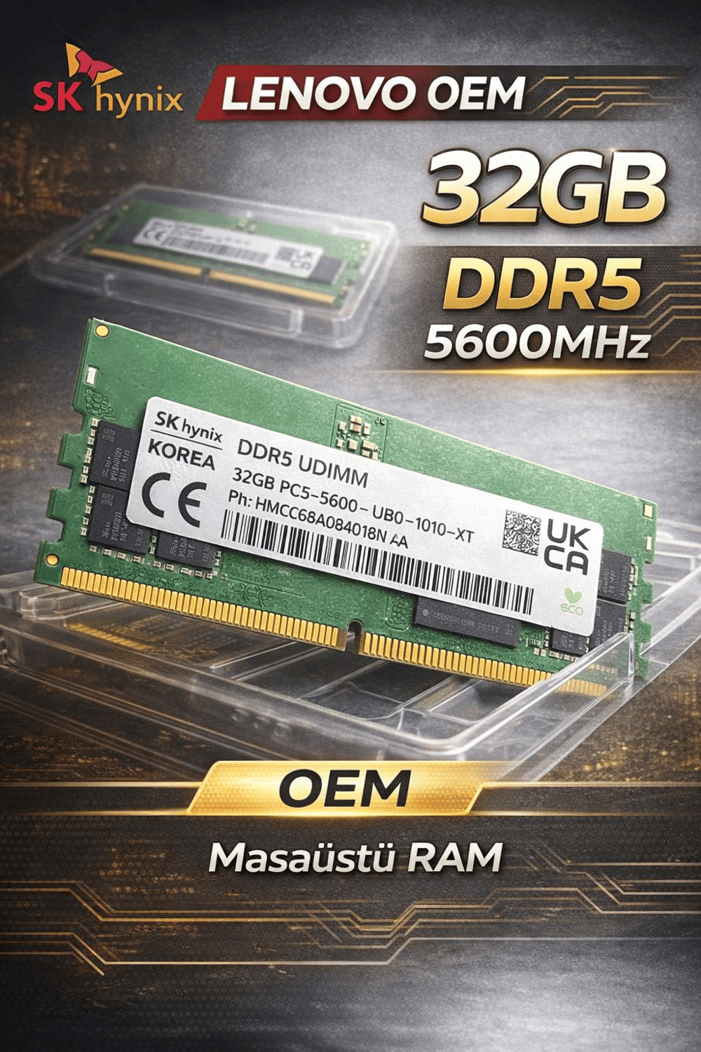 SK hynix 32GB DDR5 5600MHz Kutusuz Masaüstü RAM – Lenovo OEM