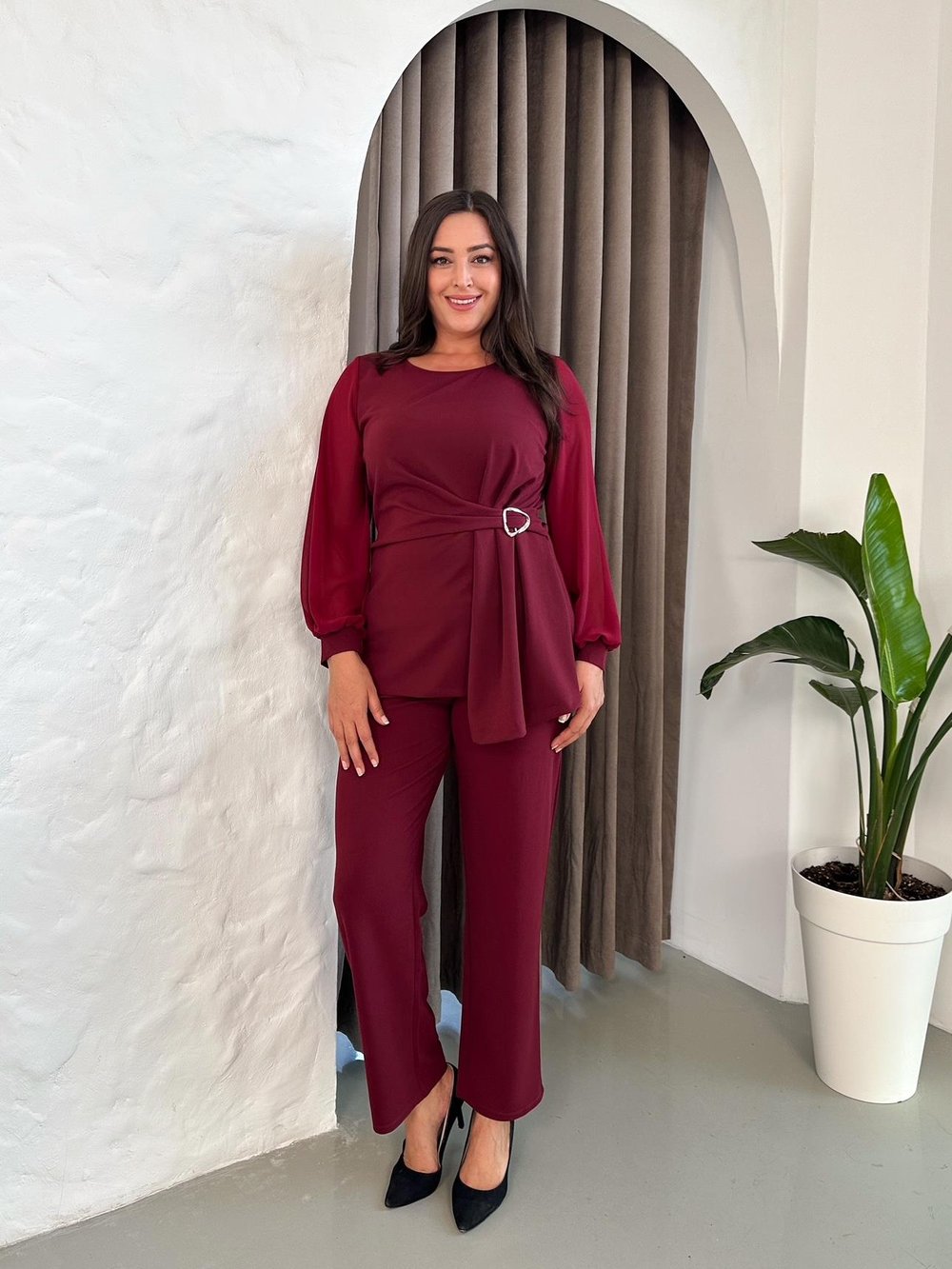 Toka Detaylı Takım Bordo