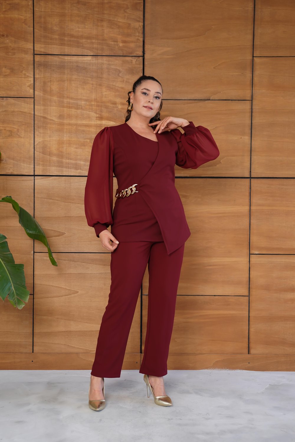 Zincirli Takım Bordo
