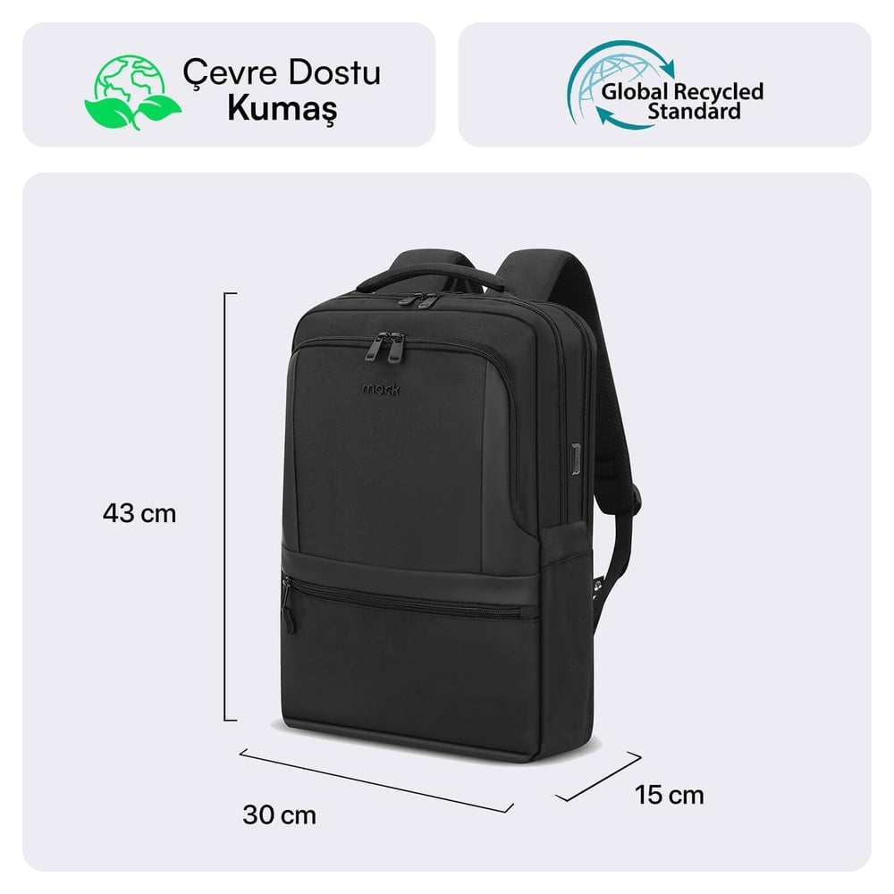 MACK MCE-1212 16 OFFICE Pro-3 Eco Notebook Sırt Çantası Siyah
