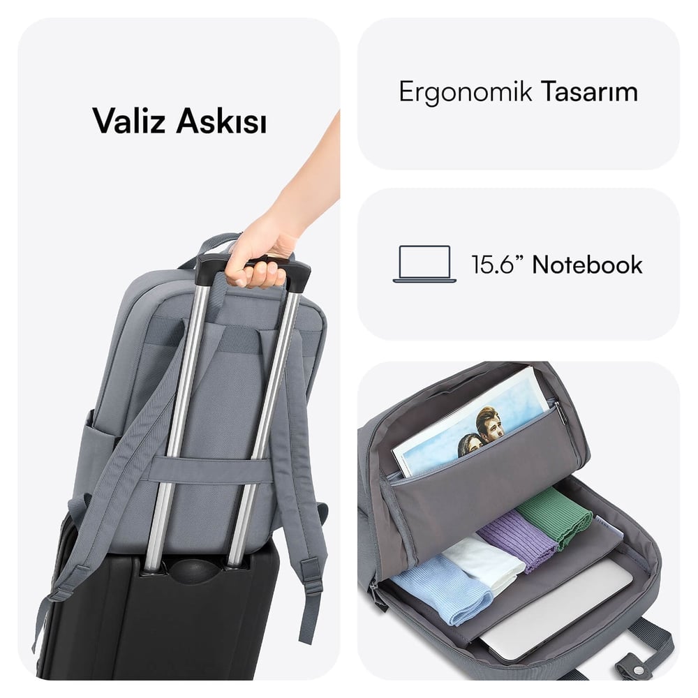 MACK MCE-1522 15.6 NOVA Eco Notebook Sırt Çantası Gri