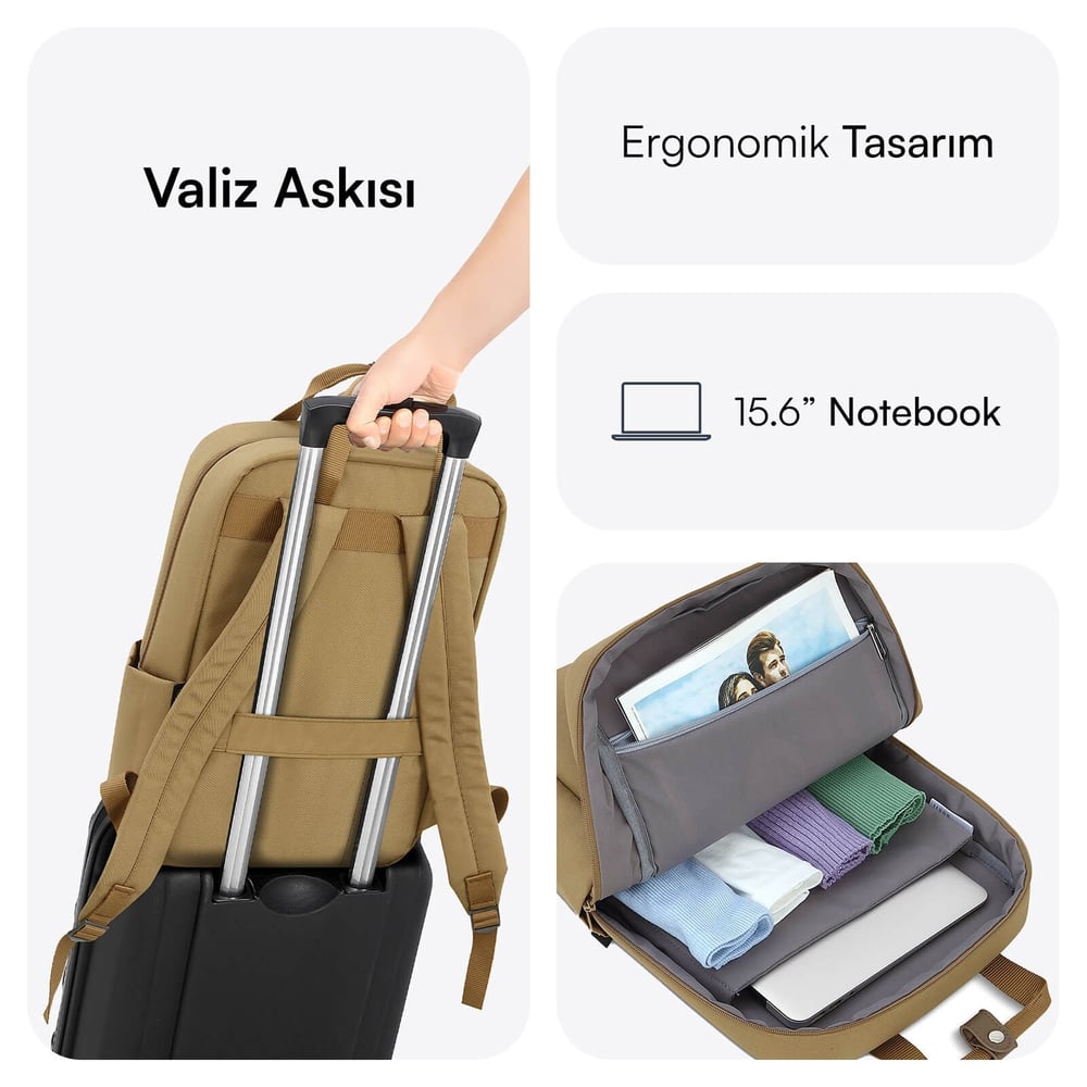 MACK MCE-1523 15.6 NOVA Eco Notebook Sırt Çantası Camel