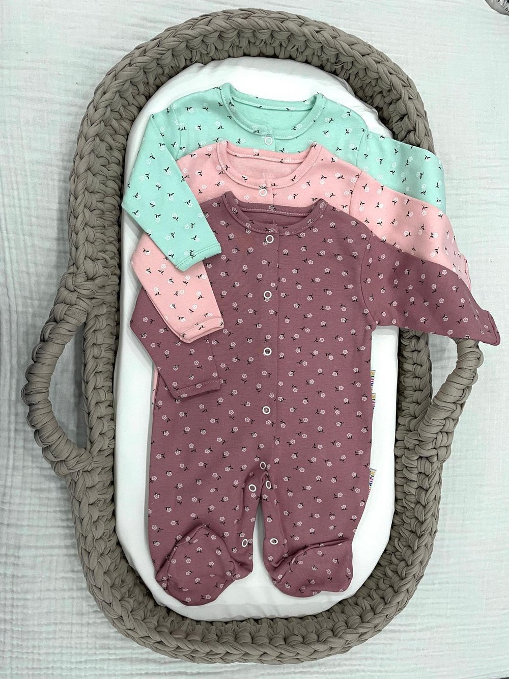 3 LÜ SET - ÇİÇEK BASKILI PATİKLİ TULUM