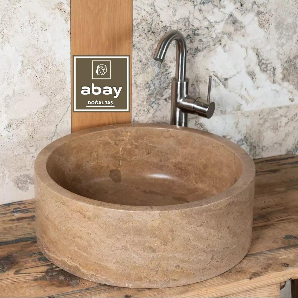 Noche Traverten Silindir Lavabo