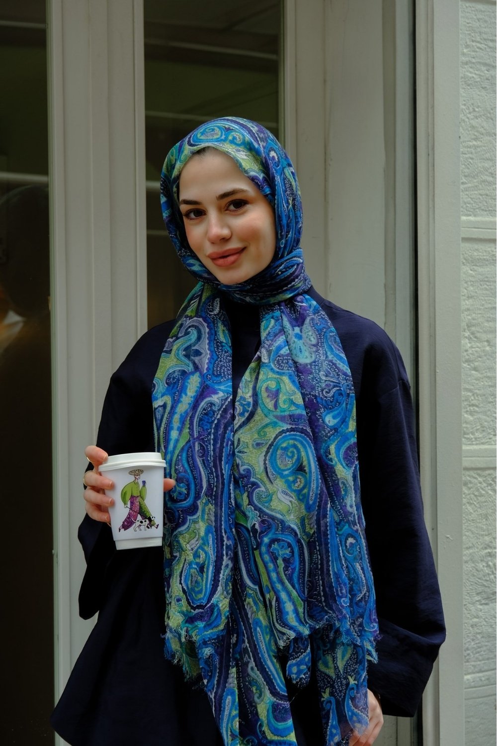 Etro Desen Keten Şal-Mavi