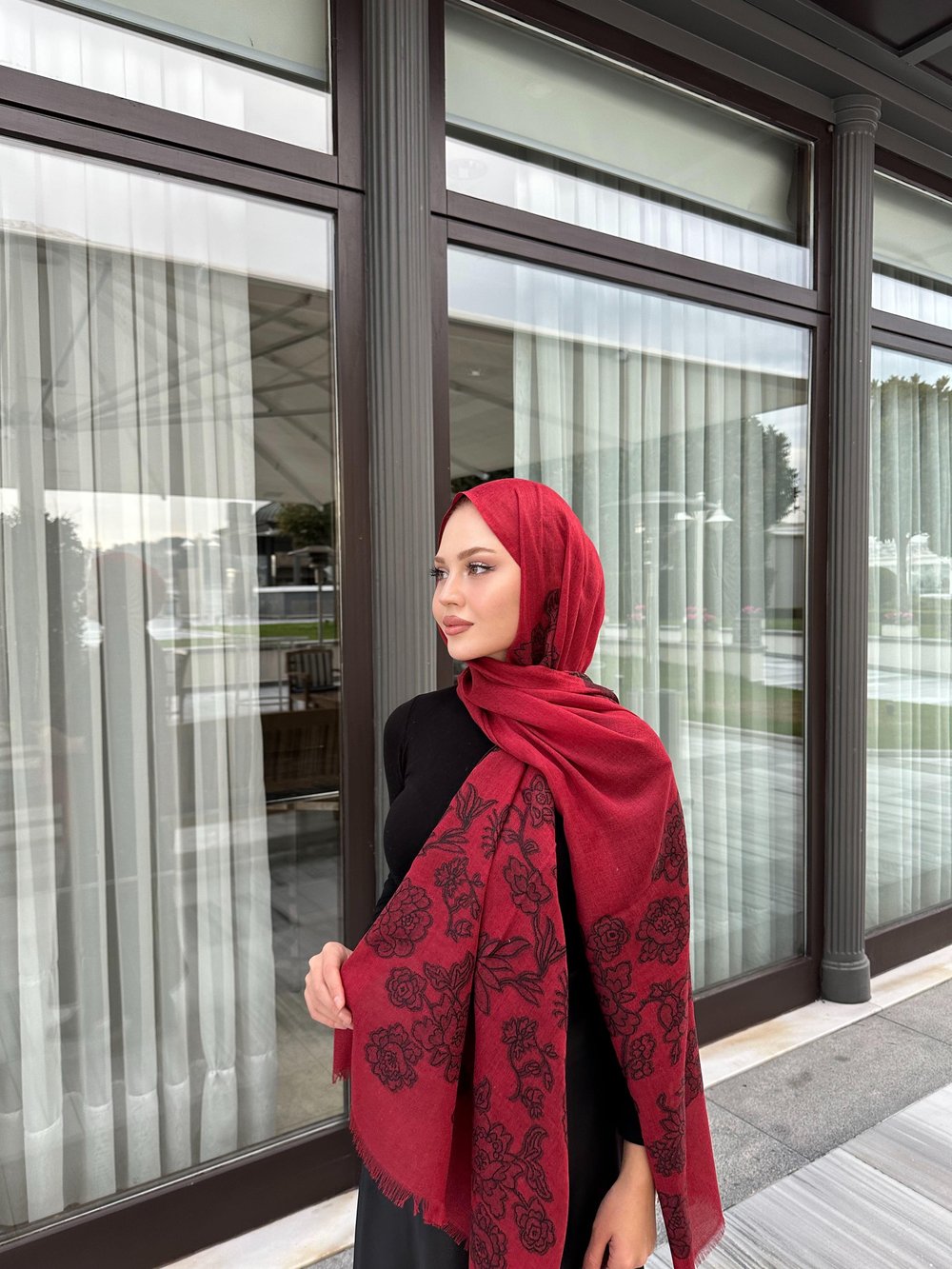 İthal Yün İpek Yargıcı Şal Bordo