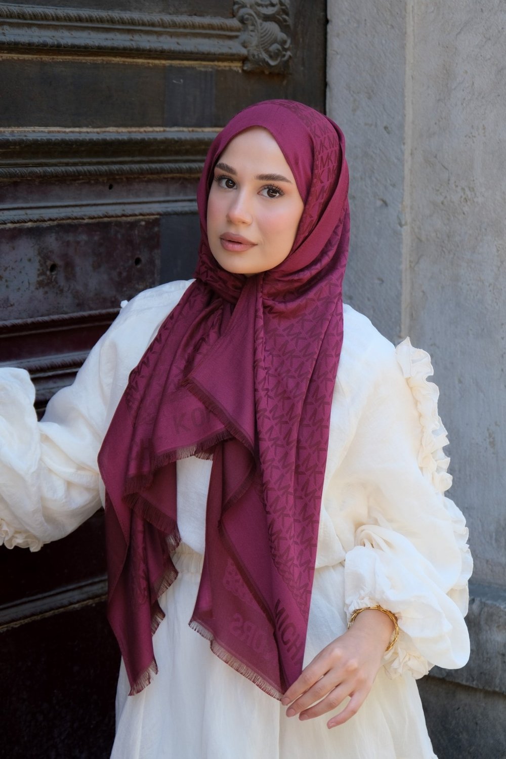 MK Desen Premium Şal-Bordo