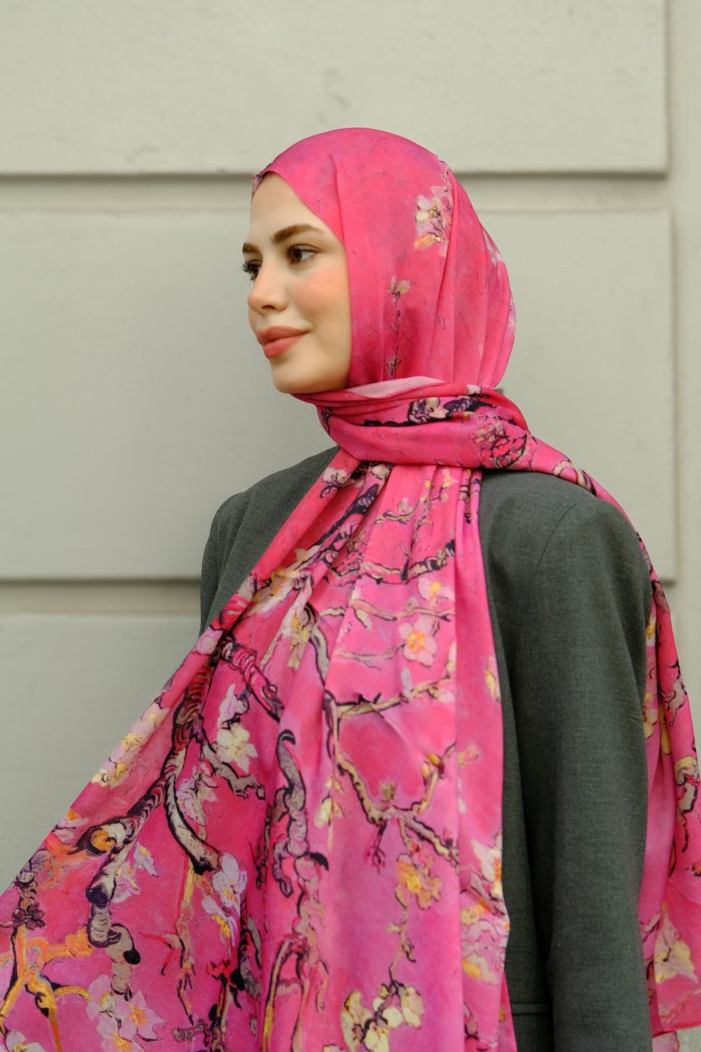 Vangogh Premium Pamuklu Şal-Pembe