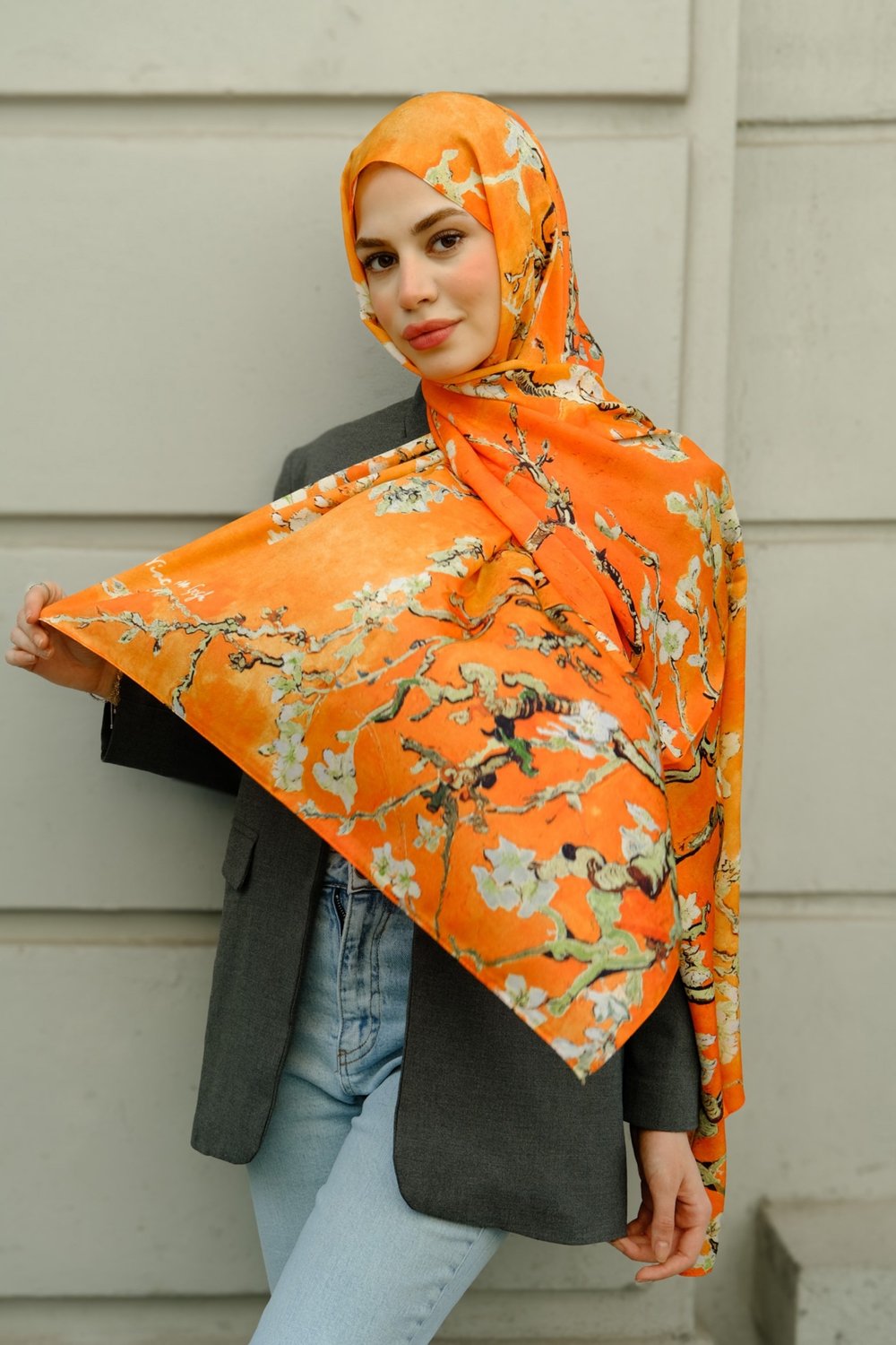 Vangogh Premium Pamuklu Şal-Turuncu