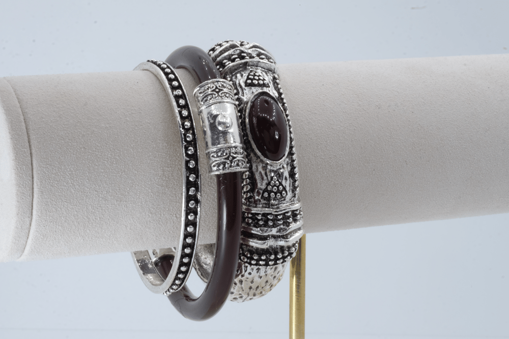 Silver Siyah 3 lu Model Marka Bilezik