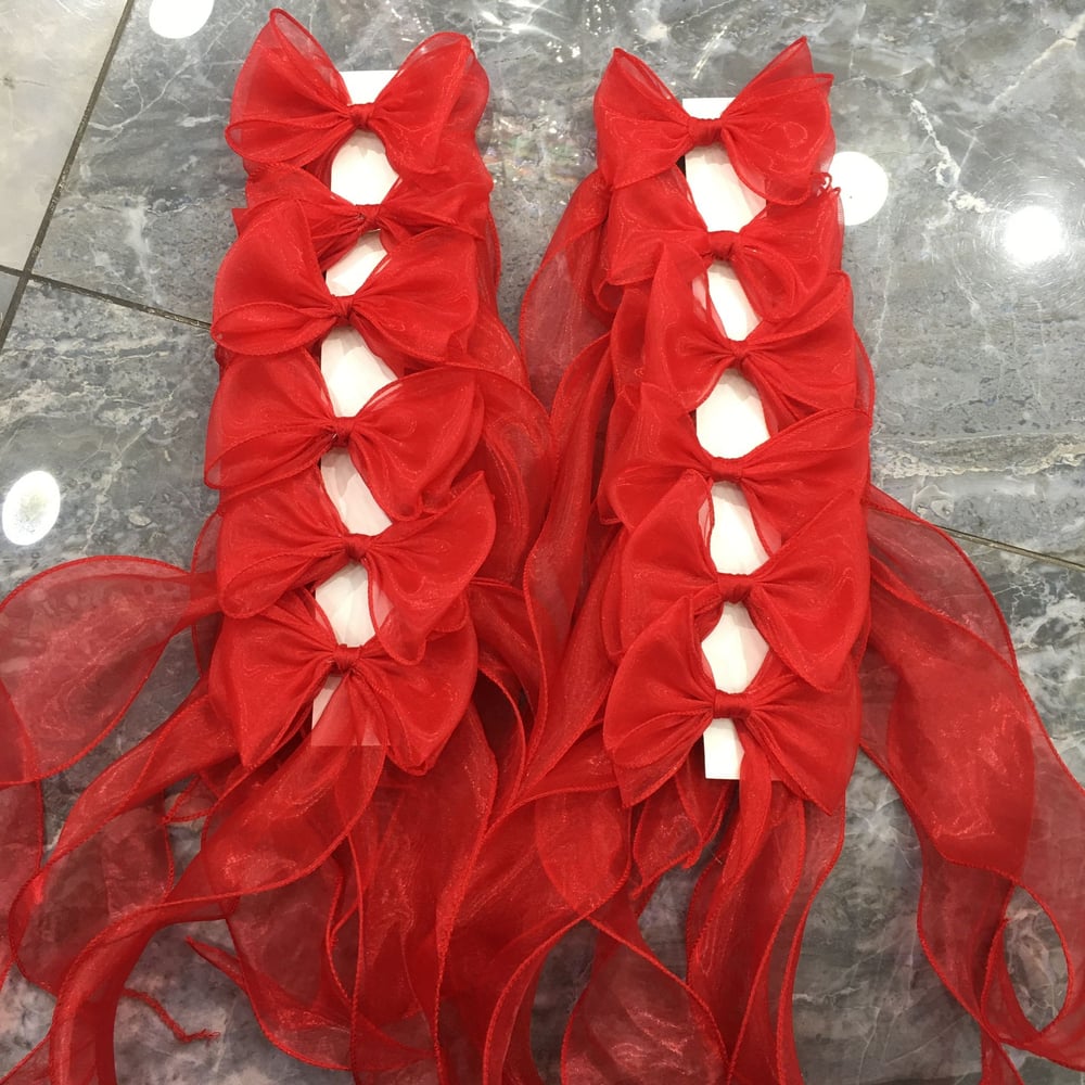 Kırmızı Organze Kuyruklu Otomatik Toka