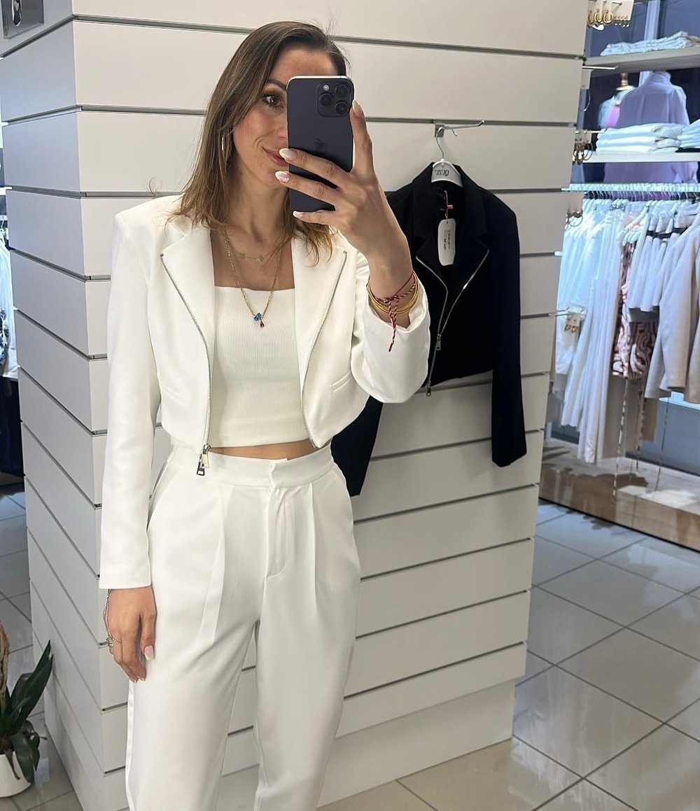 CEKET - ŞENİZ BUTİK FERMUARLI ATLAS KUMAŞ CROP BLAZER CEKET 