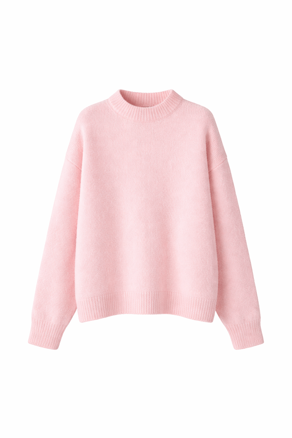 Premium Yumuşak Dokulu Basic Sıfır Yaka Pembe Kazak